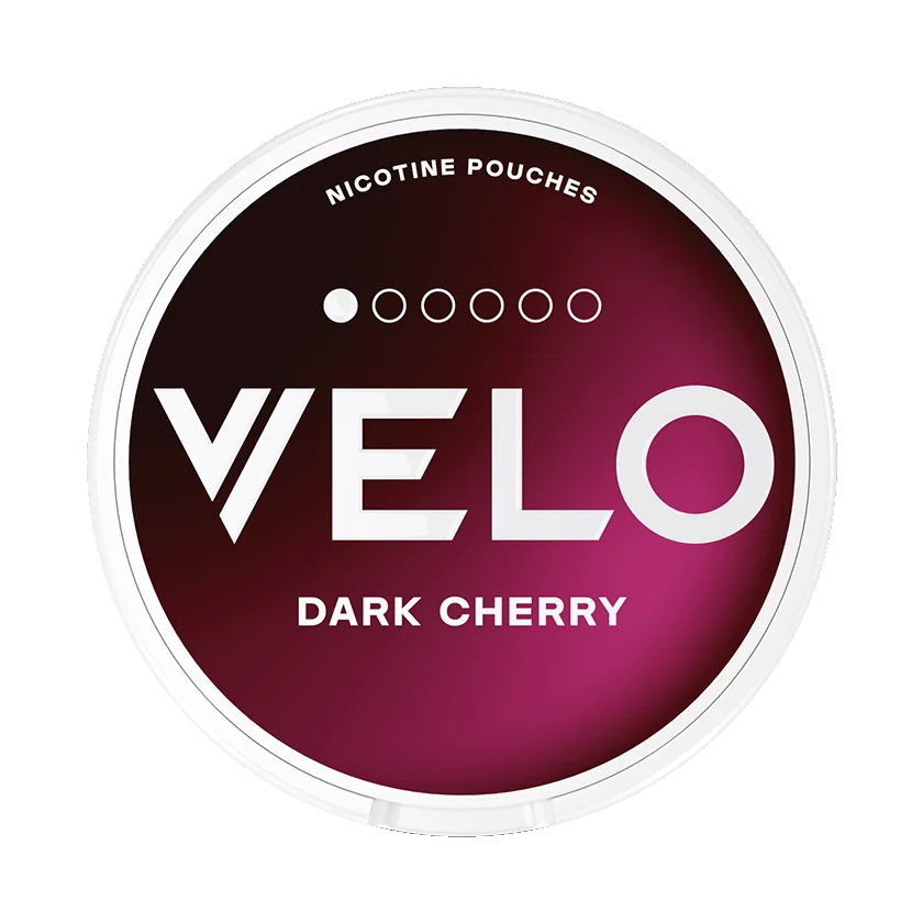 VELO Dark Cherry Mini nicotine pouches with dark cherry and almond flavor, 4mg per pouch
